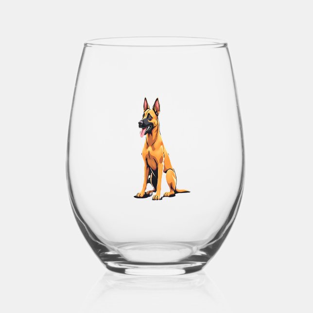 Verre À Vin Sans Pied Berger belge Malinois (3) (Recto)