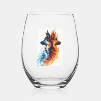 Verre À Vin Sans Pied Bergers allemands en harmonie élémentaire