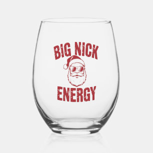 Verre À Vin Sans Pied Big Nick Énergie Drôle de Père Noël Blague de Noël