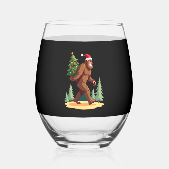 Verre À Vin Sans Pied Bigfoot Christmas Tree Santa Hat (Recto)