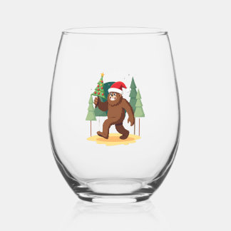 Verre À Vin Sans Pied Bigfoot Christmas Tree Santa Hat (4)