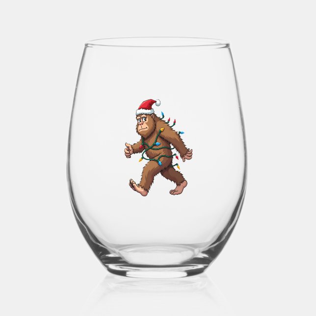 Verre À Vin Sans Pied Bigfoot Santa Christmas Tree Lights Xmas Boys Men  (Recto)
