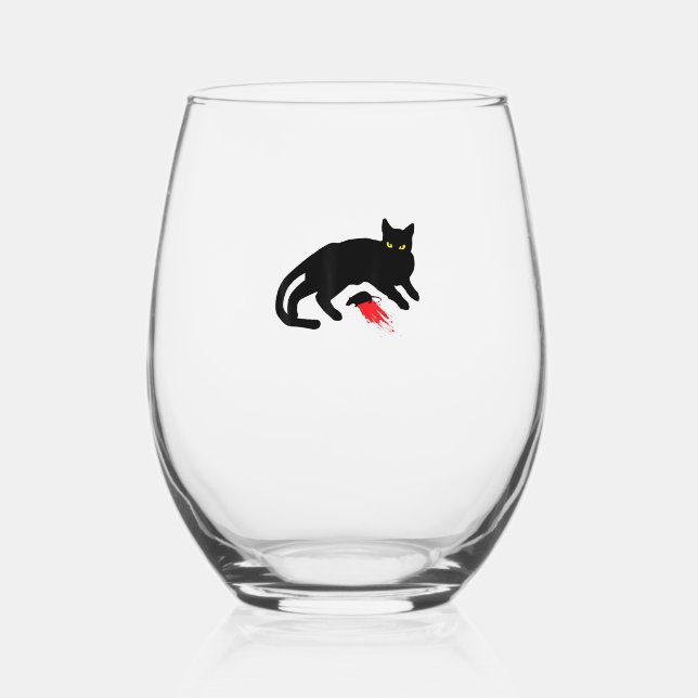 Verre À Vin Sans Pied Black Cat Killer instincts Dead Mouse Punk Goth (Recto)