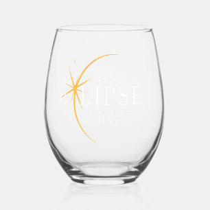 Verre À Vin Sans Pied Black & Gold 2024 Texas Total Solar Eclipse