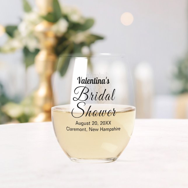 Verre À Vin Sans Pied Black Typography Bridal Shower Wine Glass (Insitu (Mariage))