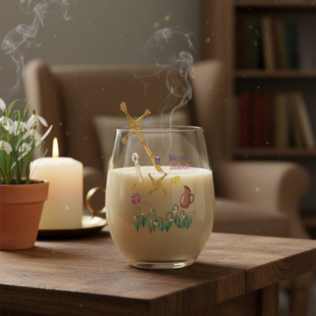 Verre À Vin Sans Pied Blessed Imbolc Glass Light Renewal Brigid Design (Créateur téléchargé)