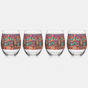 Verre À Vin Sans Pied Bleu Ethérée "Héritage de l'Empire du Soleil" Stem