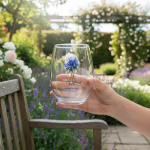 Verre À Vin Sans Pied Blue Meadow Magie : Aquarelle Cornflower Art