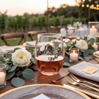 Verre À Vin Sans Pied Boho black white minimalist script wedding custom 