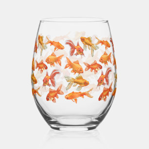Verre À Vin Sans Pied Bol à poissons rouges drôle
