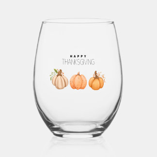 Verre À Vin Sans Pied Bon thanksgiving Citrouille Verre sans pierre