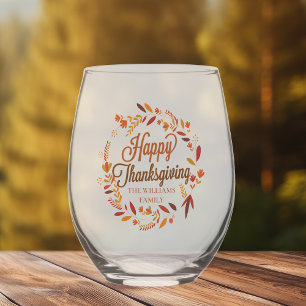 Verre À Vin Sans Pied Bon thanksgiving Cute Feu d'automne personnalisé