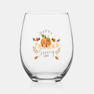 Verre À Vin Sans Pied Bon thanksgiving Day Citrouille vin sans tige
