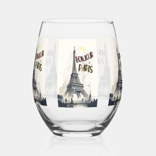 Verre À Vin Sans Pied Bonjour Skyline Marathon Paris