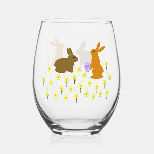 Verre À Vin Sans Pied Bonnets de Pâques et jonquilles (Recto)