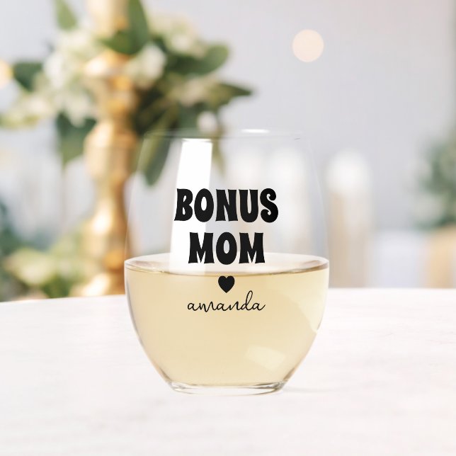 Verre À Vin Sans Pied Bonus personnalisé Nom de maman (Insitu (Mariage))