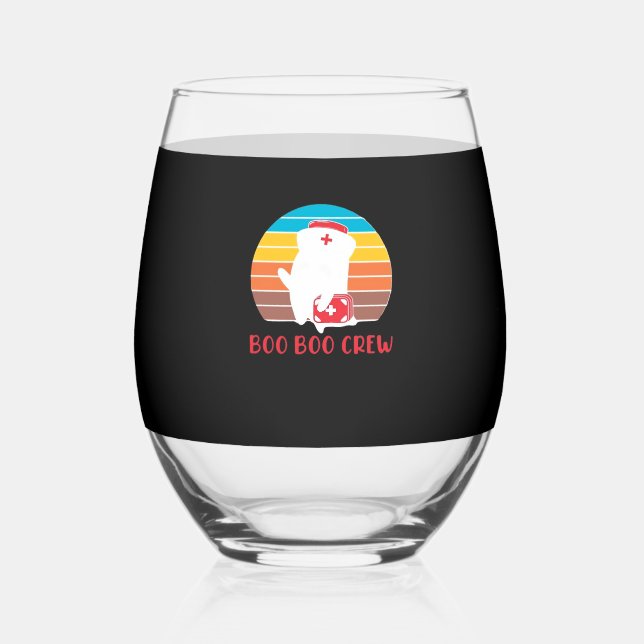 Verre À Vin Sans Pied Boo Boo Crew Nurse Funny Ghost Halloween Classic T (Recto)