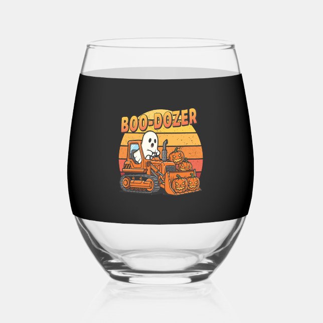 Verre À Vin Sans Pied Boo Dozer Ghost Funny Halloween (Recto)