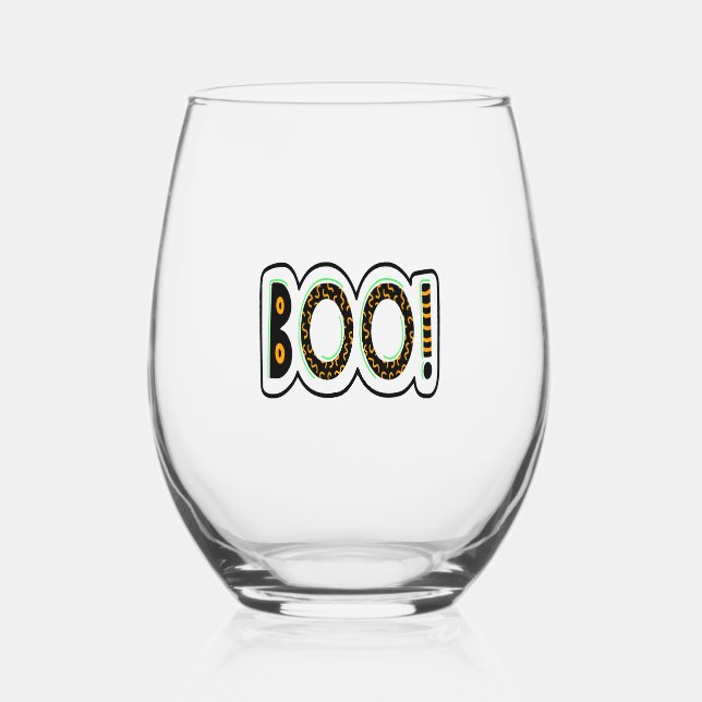 Verre À Vin Sans Pied BOO Halloween (Recto)