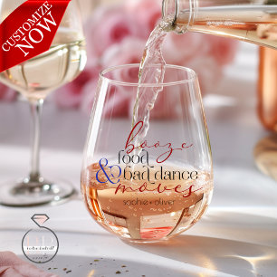 Verre À Vin Sans Pied Booze Nourriture Mauvaise Danse Déplace La Typogra