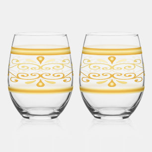 Verre À Vin Sans Pied Bordure de parchemin doré