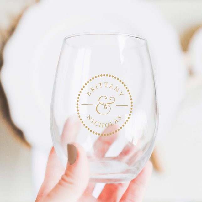 Verre À Vin Sans Pied Bordure de point d'ancrage classique Mariage perso (Créateur téléchargé)