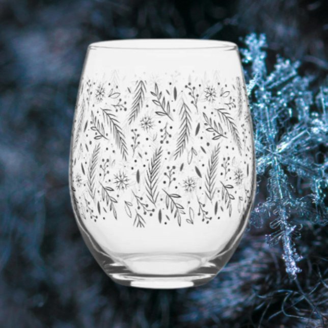 Verre à vin sans pied Botanique d'hiver (Créateur téléchargé)