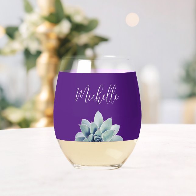 Verre À Vin Sans Pied Botanique Succulent tendance violet élégant (Insitu (Mariage))