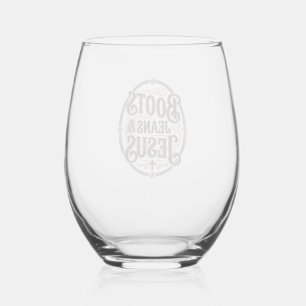 Verre À Vin Sans Pied Bottes Jeans & Jésus Foi Occidentale Vintage
