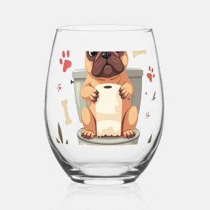 Verre À Vin Sans Pied Bouledogue français en colère vintage tenant du pa
