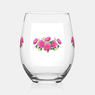 Verre À Vin Sans Pied Bouquet de rose rose vibrant sans tige vin botaniq