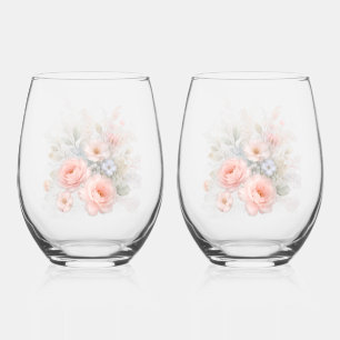 Verre À Vin Sans Pied Bouquet Floral Pastel Doux
