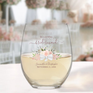 Verre À Vin Sans Pied Bouquet Roses Roses Roses roses Bridesmaid Maid of