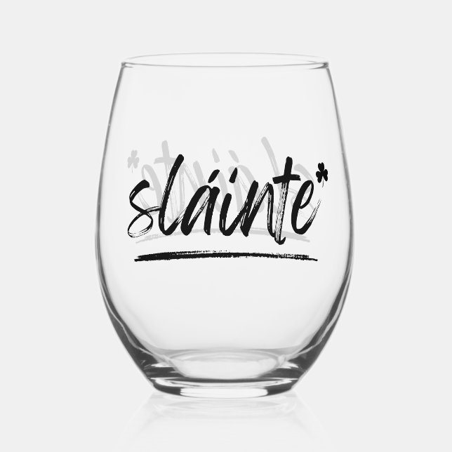 Verre À Vin Sans Pied Bravo Irish Sláinte Vin Verre (Recto)