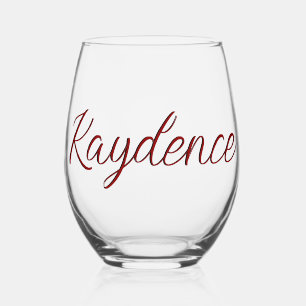 Verre À Vin Sans Pied Brick Red 3D manuscrit Élégant Nom