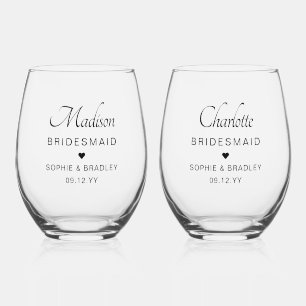 Verre À Vin Sans Pied Bridesmaid Nom personnalisé Mariage