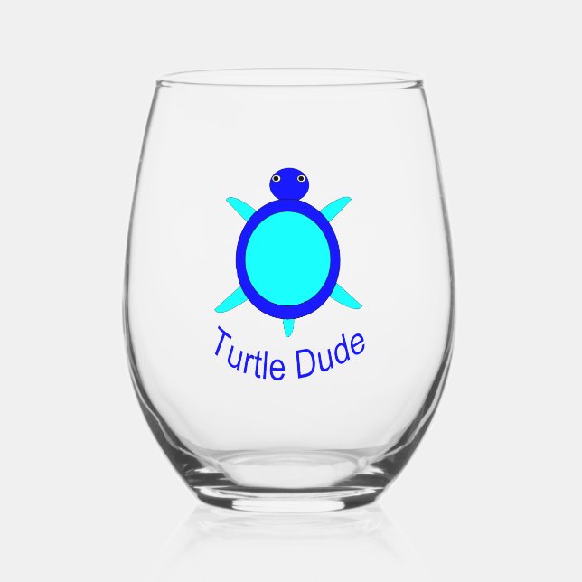 Verre À Vin Sans Pied Bright Blue Turtle Dude (Recto)