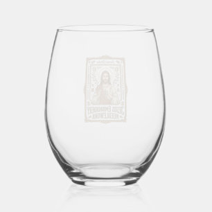 Verre À Vin Sans Pied Broderie Jésus Travail à l'aiguille Jésus Broderie