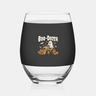 Verre À Vin Sans Pied Bulldozer fantôme de Halloween Boo-Dozer Design_1