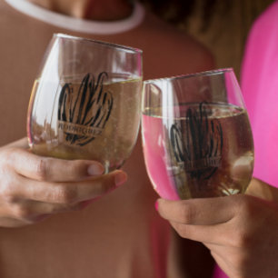 Verre À Vin Sans Pied Cactus Élégant Monogramme de mariage
