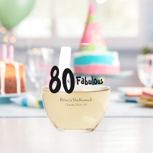 Verre À Vin Sans Pied Cadeau d'anniversaire moderne 80 ans & Fabuleux 80