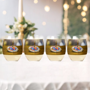 Verre À Vin Sans Pied Cadeau de dreidel de Hanukkah SlipperyJoe à base o