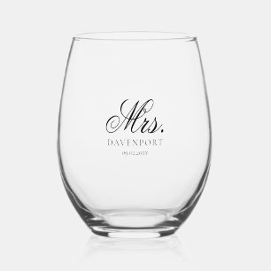 Verre À Vin Sans Pied Cadeau de mariage élégant M. & Mme.