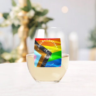 Verre À Vin Sans Pied Cadeau de mariage gay Imprimé Typographie Drapeau 