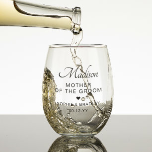 Verre À Vin Sans Pied Cadeau de mariage personnalisé pour la mère du mar