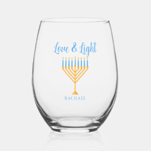 Verre À Vin Sans Pied Cadeau de menorah personnalisé pour Hanouka avec A