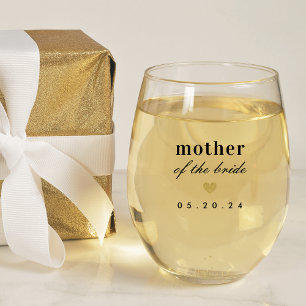 Verre À Vin Sans Pied Cadeau de mère de la mariée au cœur d'or moderne