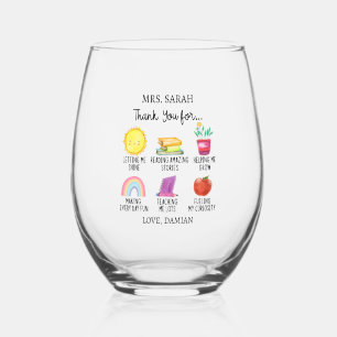 Verre À Vin Sans Pied Cadeau de Remerciement pour Enseignant de la part
