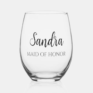Verre À Vin Sans Pied Cadeau Minimaliste de Demoiselle d'Honneur