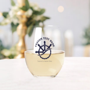 Verre À Vin Sans Pied Cadeau nautique de capitaine de bateau personnalis